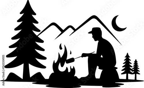 Female Hikers and  biker man Silhouettes with Trekking Poles vector bundle