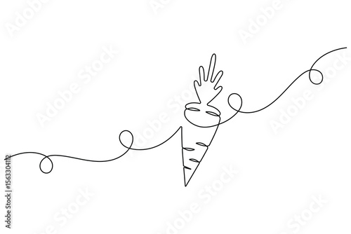 Carrot vegetable in continuous one line art drawing style minimalist single line unique carrot plant growing  vector illustration.