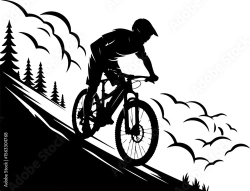 Female Hikers and  biker man Silhouettes with Trekking Poles vector bundle
