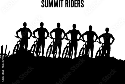 Female Hikers and  biker man Silhouettes with Trekking Poles vector bundle
