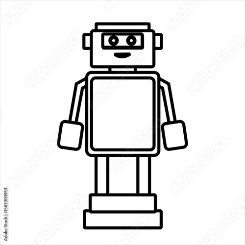 Vector illustration of a white
humanoid robot standing upright,
showcasing advanced human-made
technology, flat art design style.