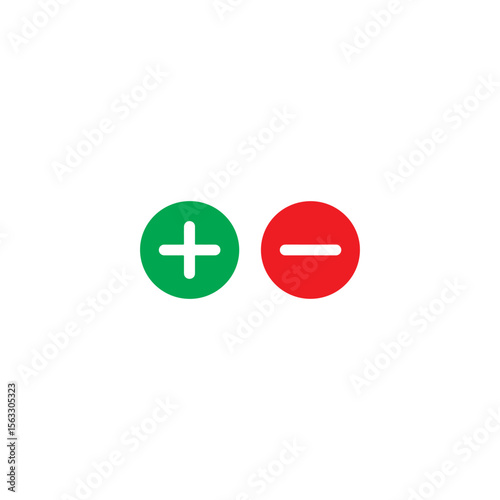 Green And Red Plus Minus Icon silhouette vector flat illustration design.