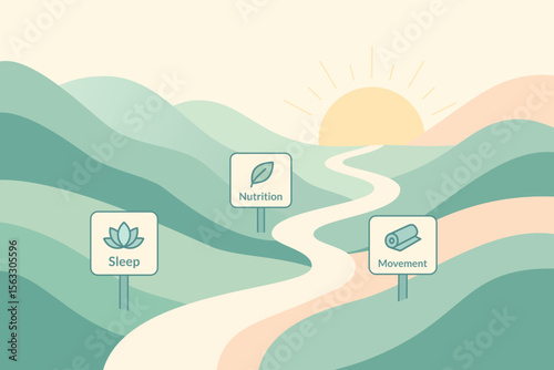 Roadmap to recovery mental health journey illustation