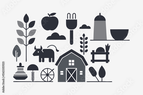 Farm Fresh Icons A Collection of Agriculture and Farming Symbols