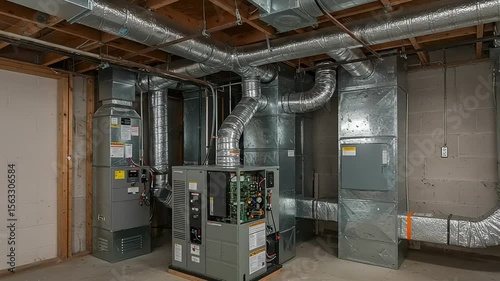 HVAC system in basement.