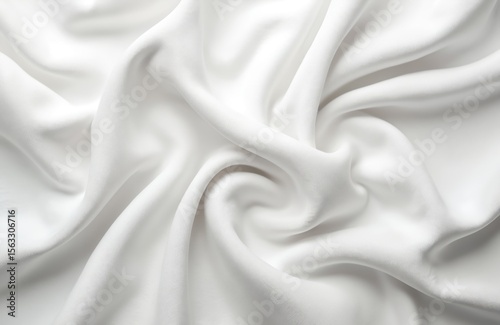 White soft jersey fabric texture. Smooth surface, wave pattern. Delicate textile material. Blank background. Textile for apparel, design, fashion, beauty industry. Soft light linen, cotton material,