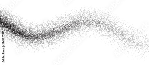 Abstract art background with dots. Waves with stipple effect with chaotic noise. Black dots on white background.
