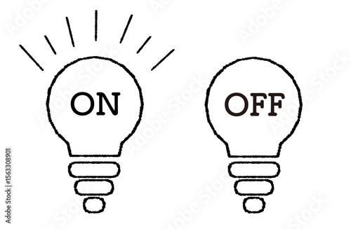 手書き風電球ON・OFF　モノクロ