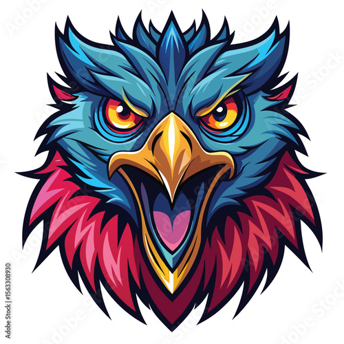 Wallpaper Mural Aggressive bird head graphic design with vibrant colors Torontodigital.ca