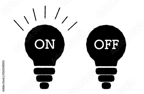 手書き風電球ON・OFF　モノクロ