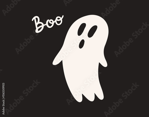 Cute ghost saying boo for spooky halloween decoration