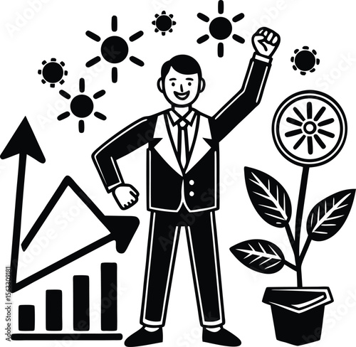  Adobe Illustrator Artwork business man holding a tree