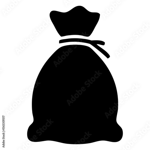 Icono silueta de saco de arpillera con cuerda anudada