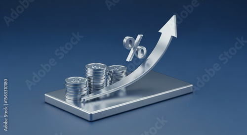 Silver Financial Growth Arrow Coin Percentage Chart Up Trend