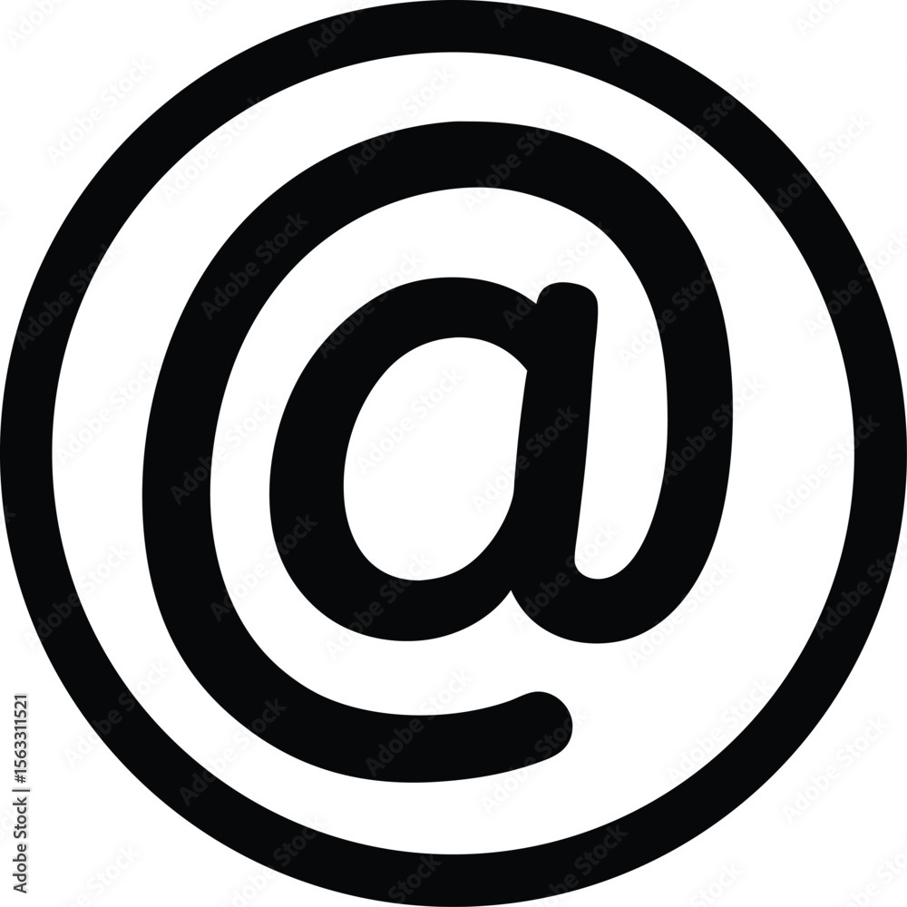Black at symbol vector icon simple email communication internet address sign illustration Black at symbol vector icon simple email communication internet address sign illustration