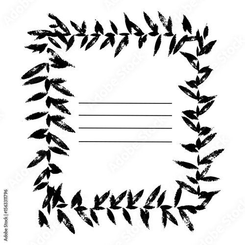 rectangular frame with poorly printed Worn print and Distressed print textures. vector illustration with stripes for writing. template for notebooks and sketchbooks as the main page. Black on a white