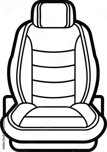  Modern car seat vector icon in black and white, detailed automotive interior element design