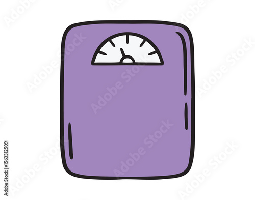Scales human weight mechanical top view doodle hand drawn icon. colorful cartoon line drawing clipart symbol