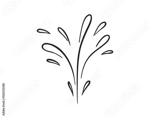 water burst splash vertical up doodle hand drawn icon. Outline line drawing clipart symbol