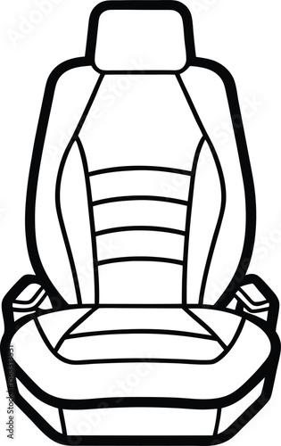  Modern car seat vector icon in black and white, detailed automotive interior element design