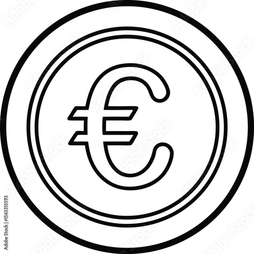  Euro currency symbol vector icon black circle design for money finance and banking sign