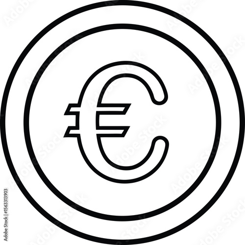  Euro currency symbol vector icon black circle design for money finance and banking sign