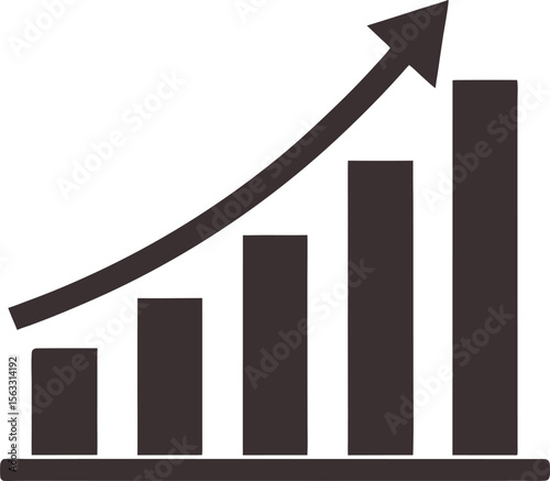  Upward growth chart vector icon with rising bar graph and arrow symbol for success business