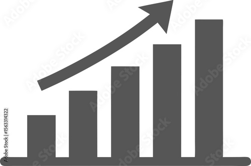  Upward growth chart vector icon with rising bar graph and arrow symbol for success business