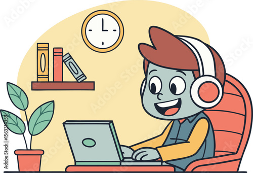 Teacher or Instructor Character Illustration Featuring Classroom and Chalkboard. Professional Teacher Character in Educational Scene with Students and Books. Modern Instructor Character Teaching