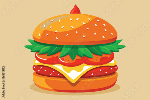 Juicy Burger Illustration Delicious Fast Food Design