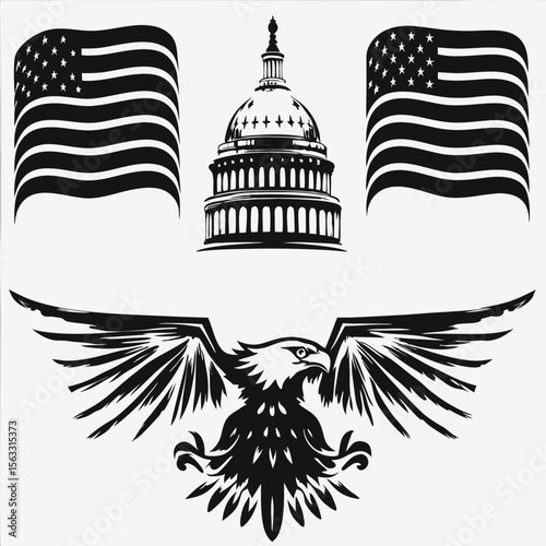 United States Capitol Building in Washington DC with Iconic Dome and Government Landmark Elements