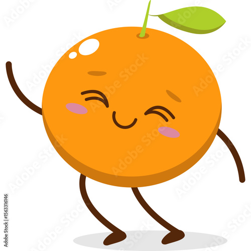 Cute orange character kawai vector for orange mascot. happy face, winking eye,. smile