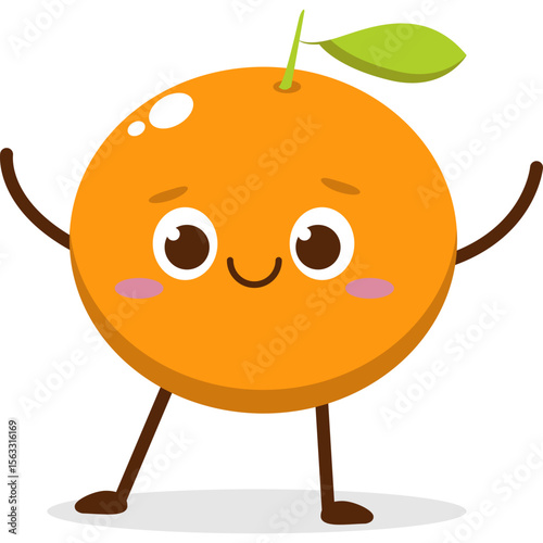 Cute orange character kawai vector for orange mascot. happy face, winking eye,. smile
