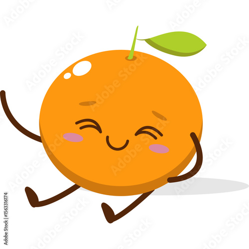 Cute orange character kawai vector for orange mascot. happy face, winking eye,. smile