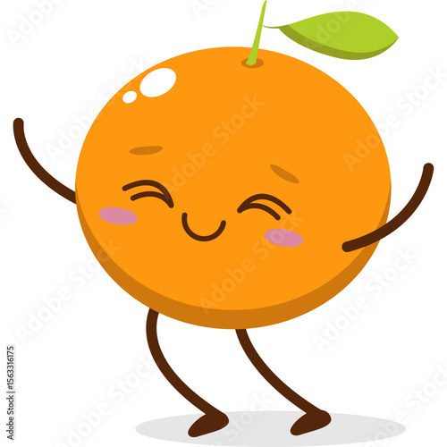 Cute orange character kawai vector for orange mascot. happy face, winking eye,. smile