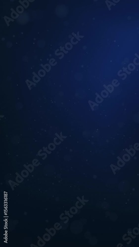 Abstract White Floating Dust Particles with Flare on Dark Blue Background