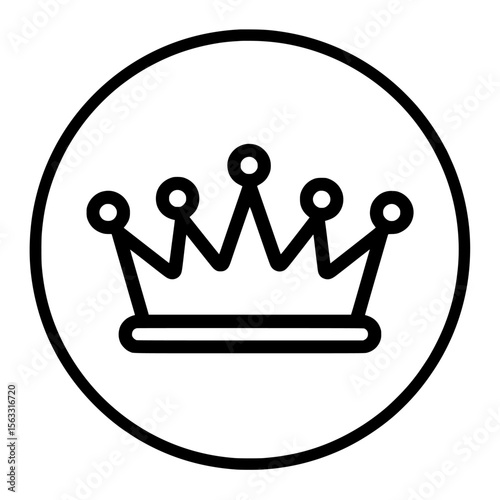 A modern icon of a rounded crown symbolizes royal elegance and premium quality, and it has an editable stroke