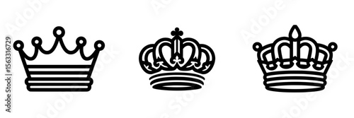 The image of a crown with horizontal bands in a modern style represents luxury and refinement, and includes an editable stroke