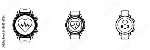 Modern sign of smartwatch heart health technology icon