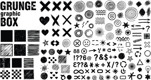Notepad notes, scribbles, squiggles, hand drawn doodles. Underlines, arrows, marks, punctuation marks, emojis. Scribbles, squiggles hand drawn on school board, notebook. 