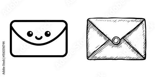 Email notification logos and icons can be created using a simple line art design of an email notification