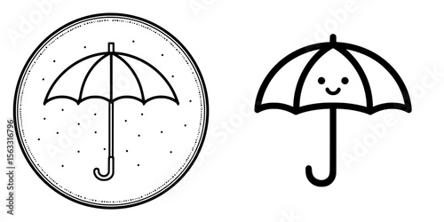 A modern umbrella icon representing protection or safety, featuring an editable stroke
