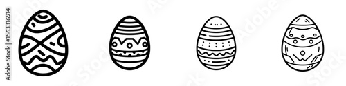 A simple line art depiction of an Easter egg, ideal for logos and icons related to Easter eggs, is represented by the Easter egg icon and line art