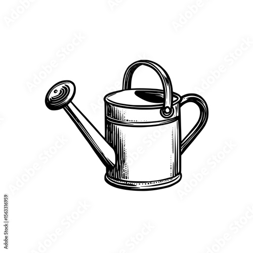 Simple line art of a watering can is provided, which is well-suited for incorporation into watering can logos and icons