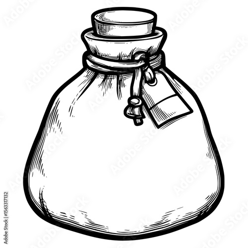 The icon of a pharmacy bag, presented in basic line art form, is ideal for incorporation into pharmacy bag logos and icons