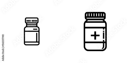 A simple line art illustration of a prescription refill is ideal for use in logos and icons related to prescription refills