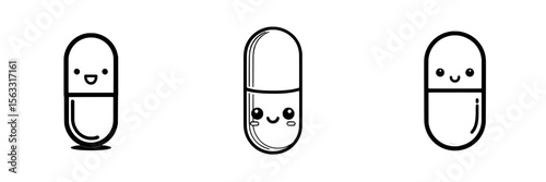 The capsule icon and capsule line art feature a basic line art design of a capsule, suitable for logos and icons