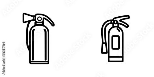 Simple line art depicting a fire extinguisher, well-suited for incorporation into logos or used as standalone icons for fire extinguishers