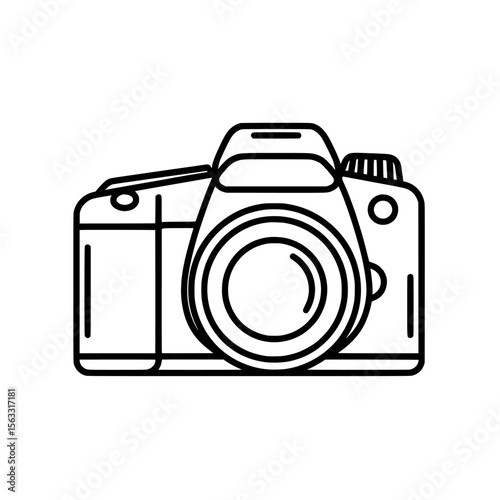Simple line art of a dslr camera is provided, making it perfect for designing logos and icons that represent dslr cameras