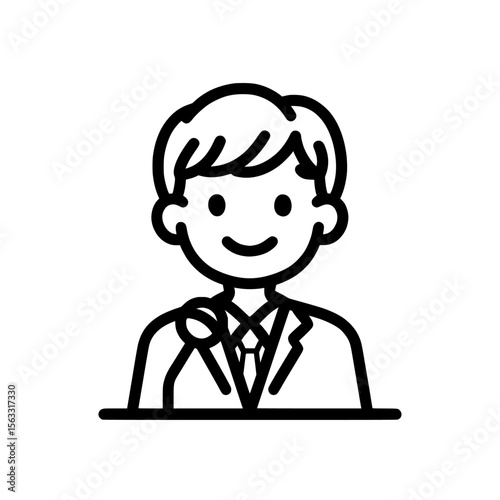 Simple line art of a meeting speaker serves as a great design element for meeting speaker icons and logos